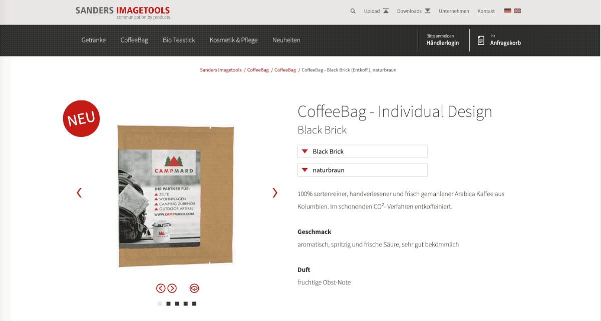 360Grad-Produktbilder auf der Detailseite von Imagetools.com