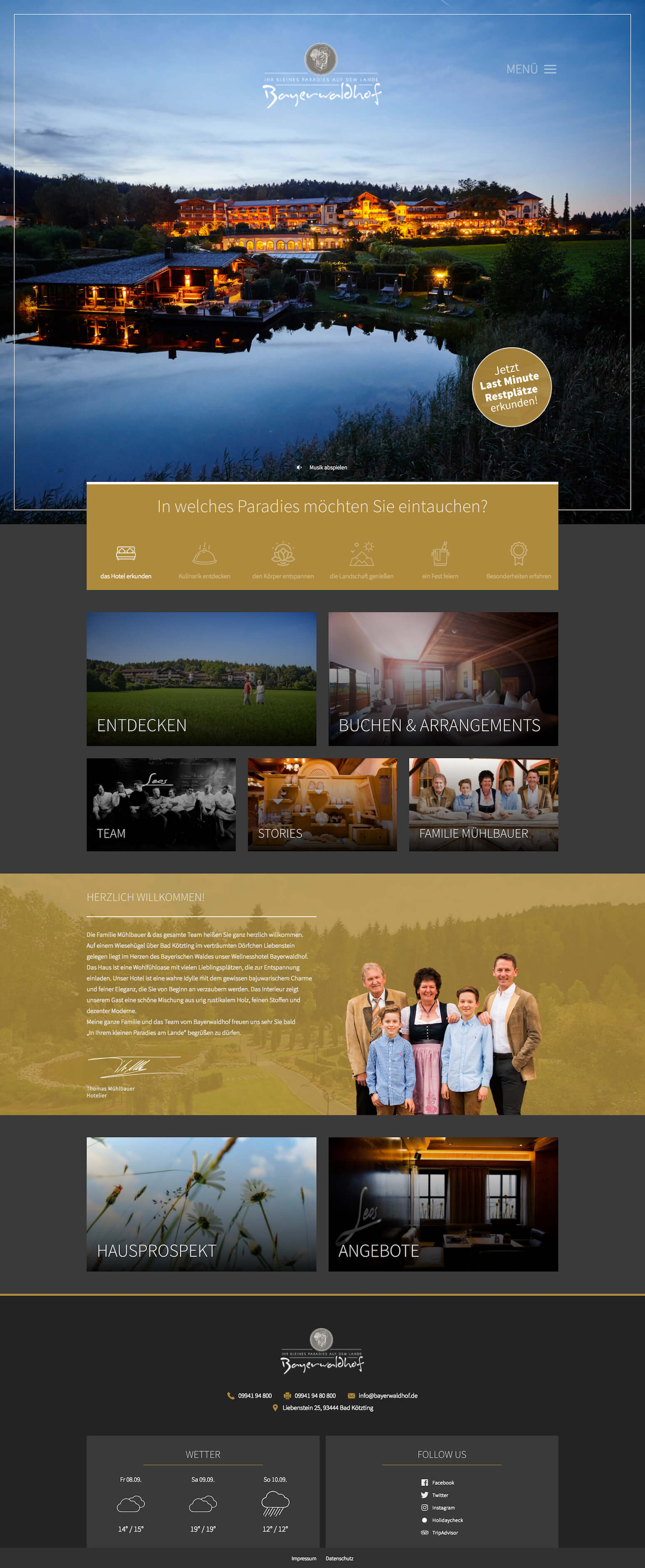Startseite von www.bayerwaldhof.de in der Desktop-Ansicht (Desktop)