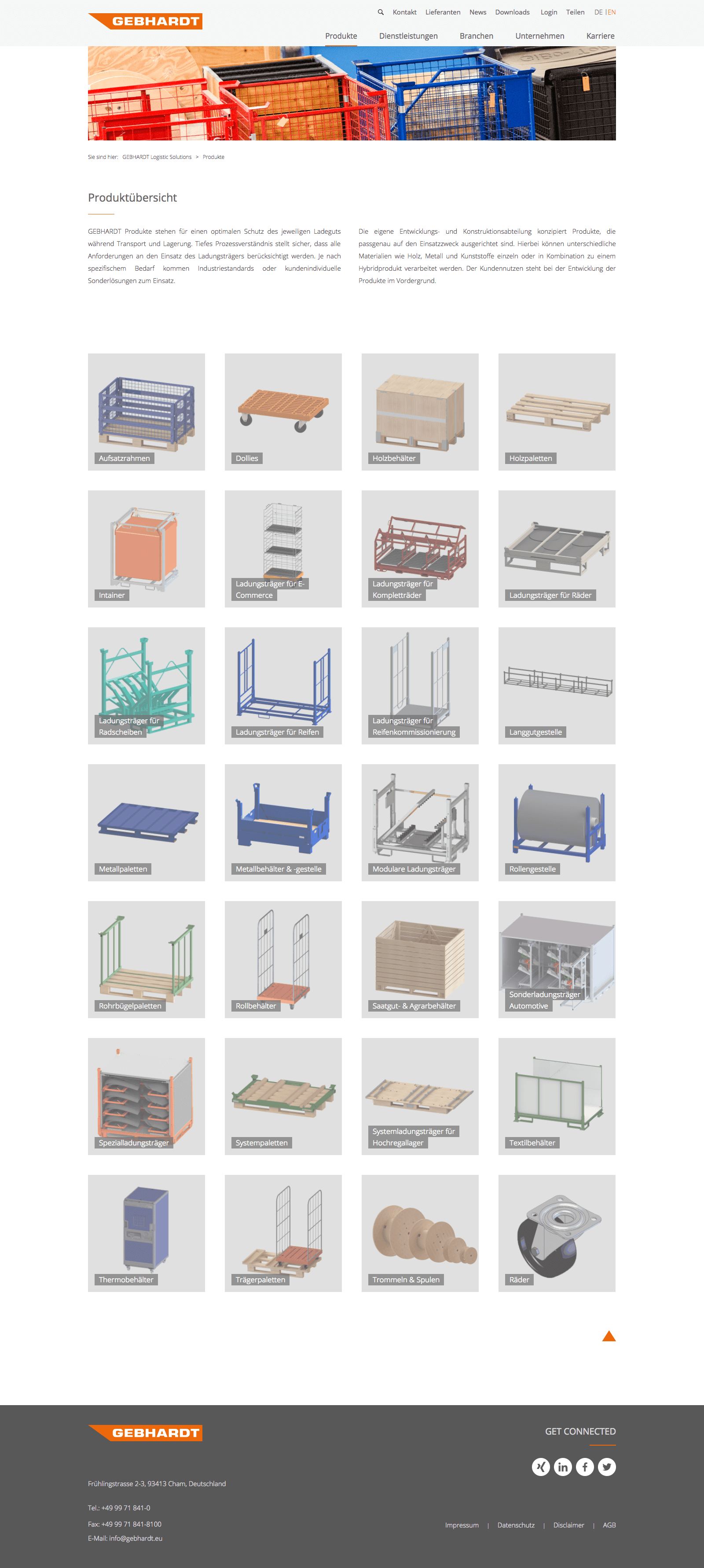 Desktop Darstellung der Startseite von gebhardt.eu (Desktop)