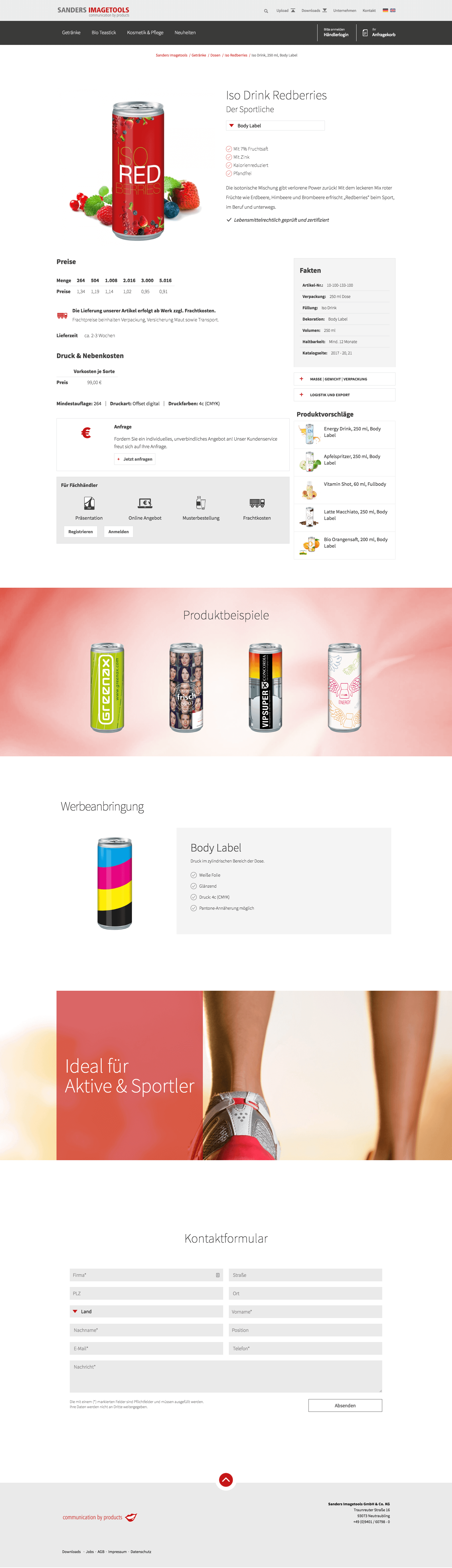 Produktdetailseite von www.imagetools.com in der Desktop-Ansicht (Desktop)