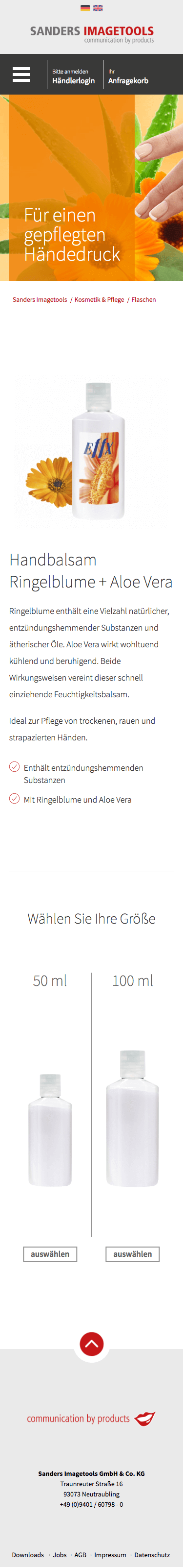 Produktdetailseite von www.imagetools.com in der mobilen Ansicht (Mobile)
