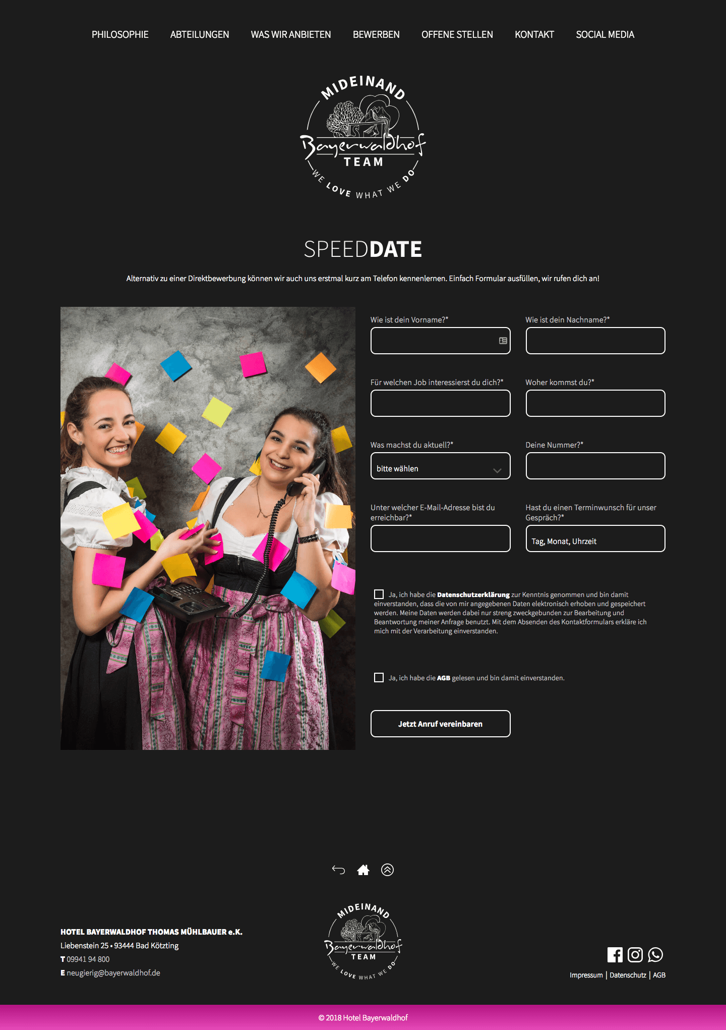 Screenshot des SpeedDates von Mideinand im Bayerwaldhof (Desktop)