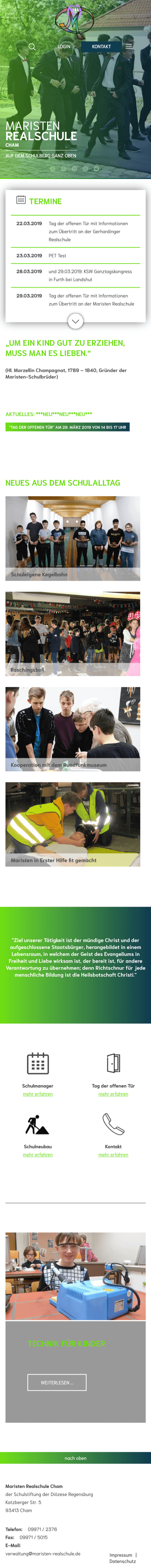 Mobile Ansicht der Website maristen-realschule.de (Mobile)