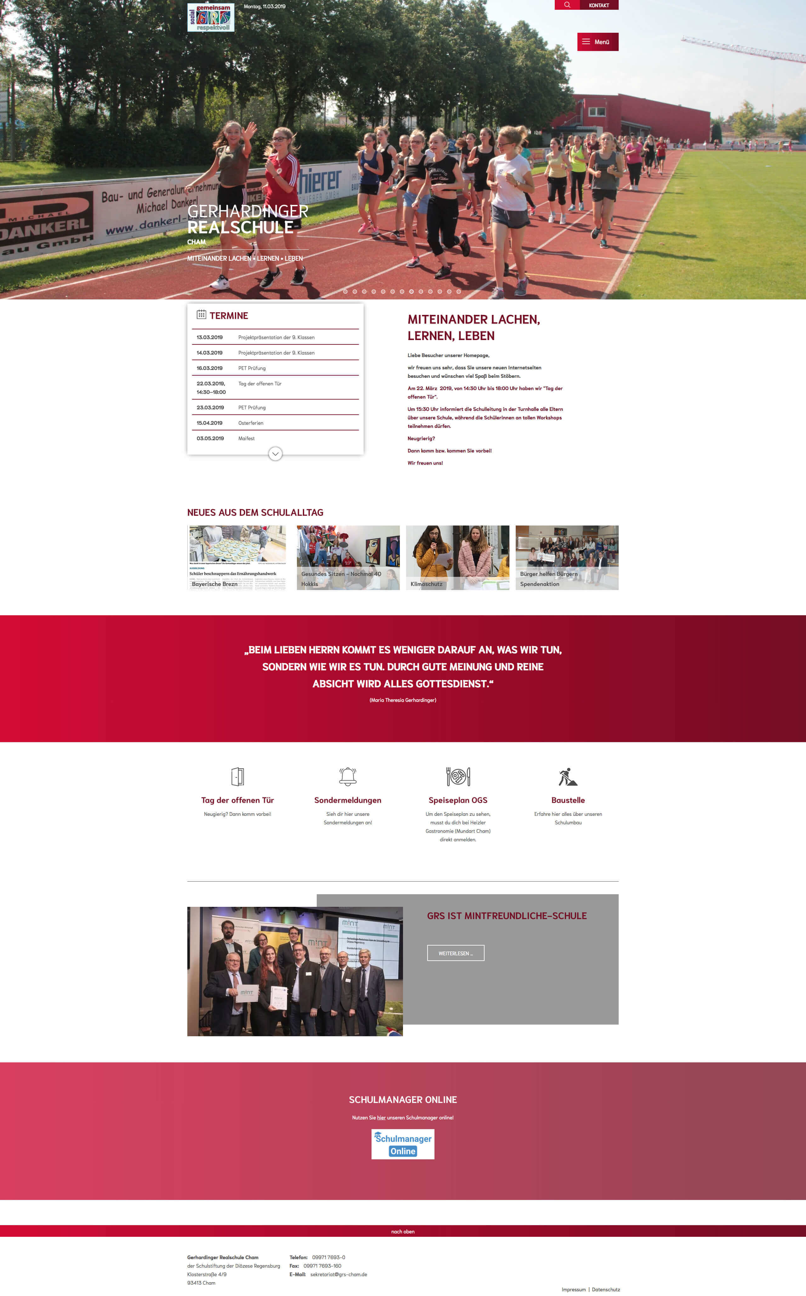 Desktop-Ansicht der Website grs-cham.de (Desktop)