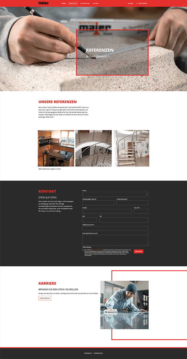 Desktop-Ansicht der Website www.maiergranit.de (Desktop)