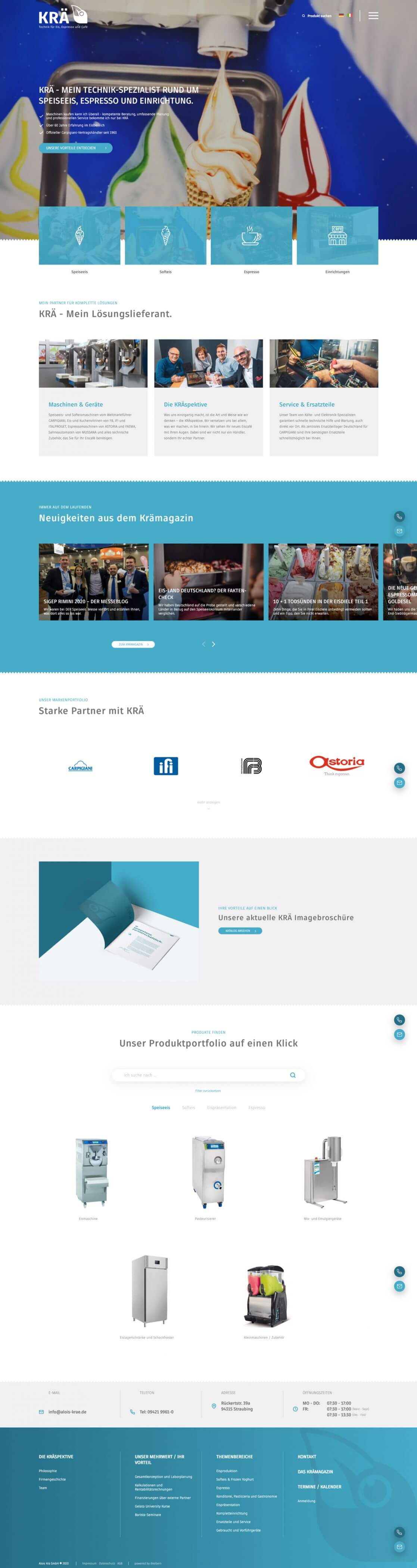 Screenshot der Startseite von Alois Krä GmbH (Desktop)