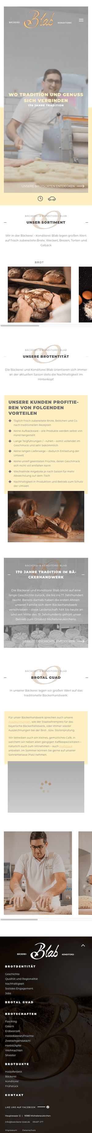 Screenshot der Startseite Responsive der Bäckerei Blab (Mobile)