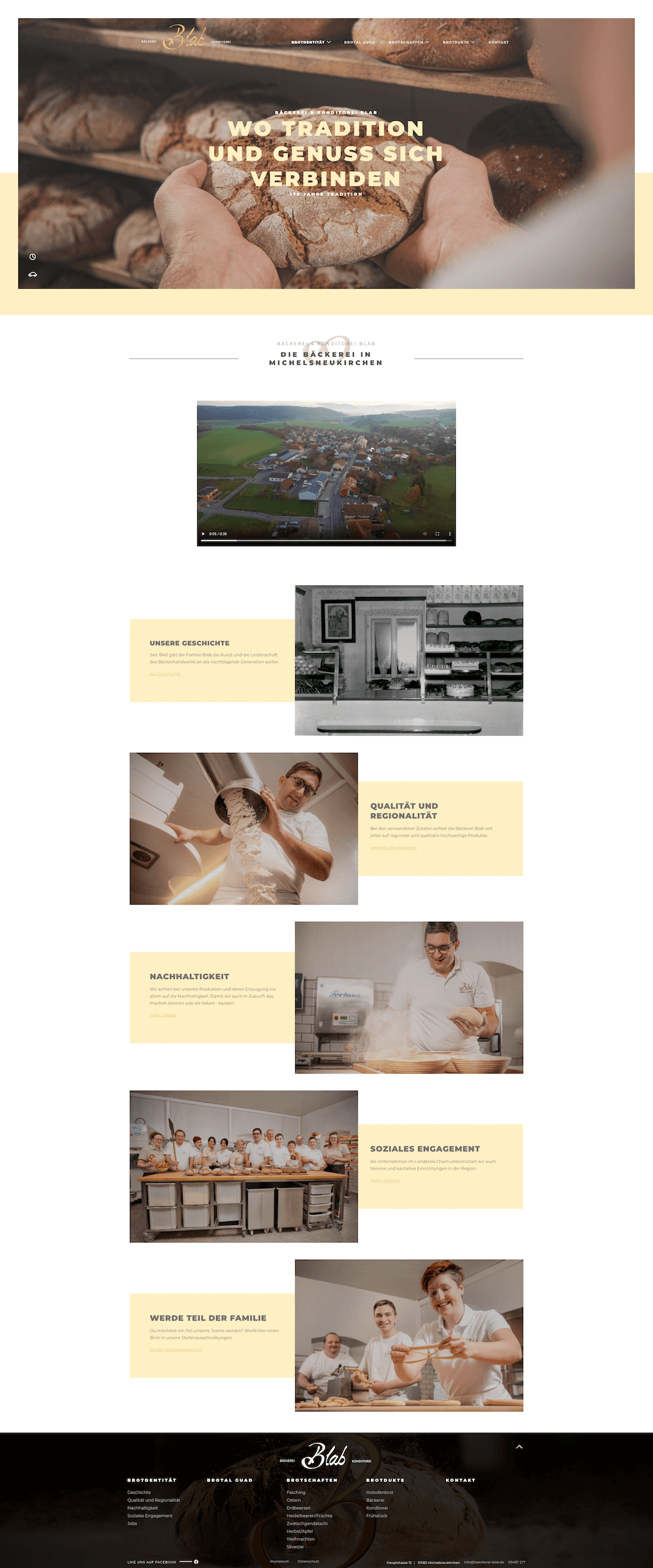 Screenshot der Brotdentität der Bäckerei Blab (Desktop)