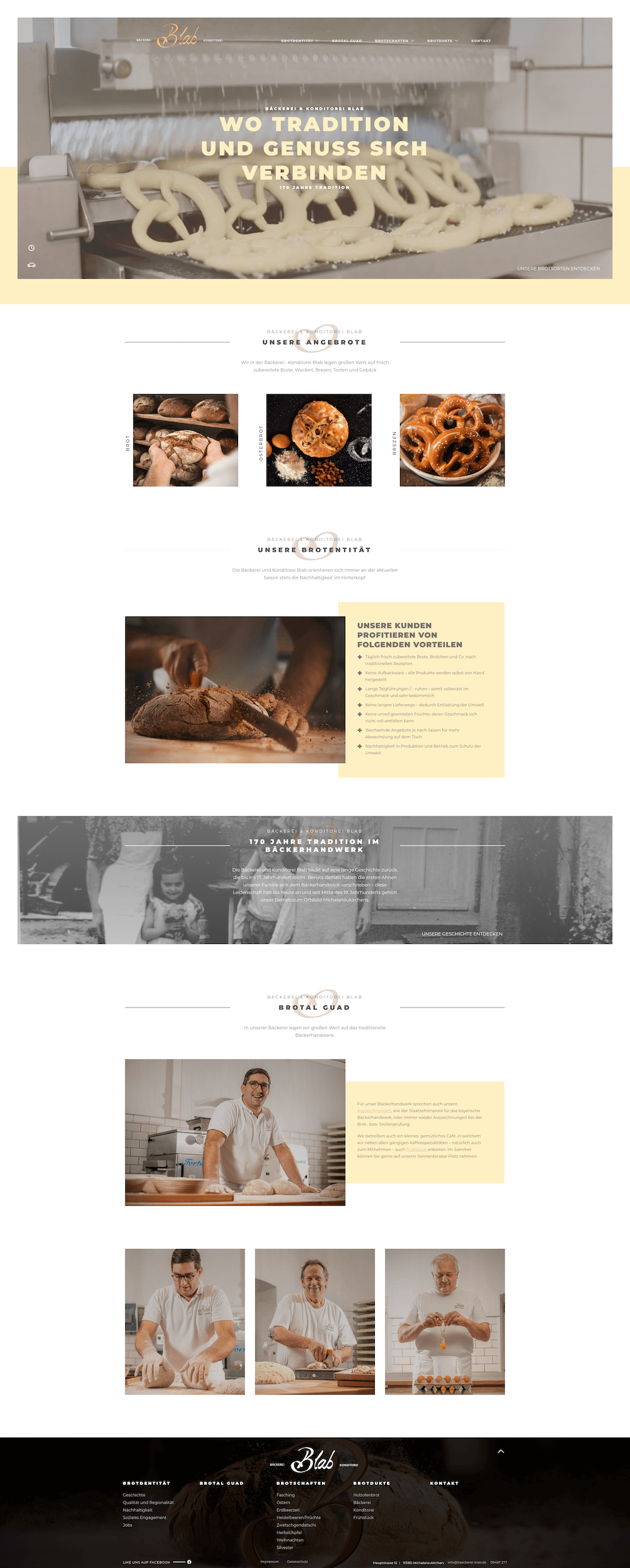 Screenshot der Startseite der Bäckerei Blab (Desktop)
