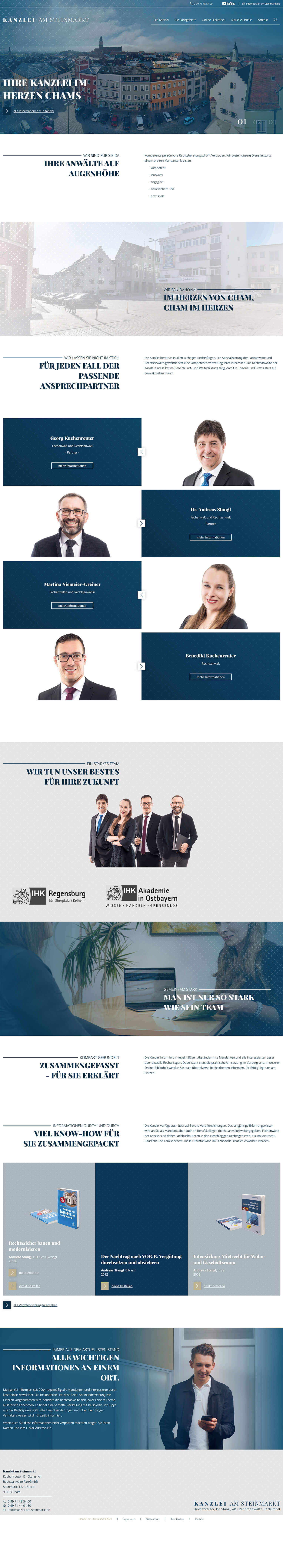Desktop Ansicht der Website der Kanzlei am Steinmarkt (Desktop)