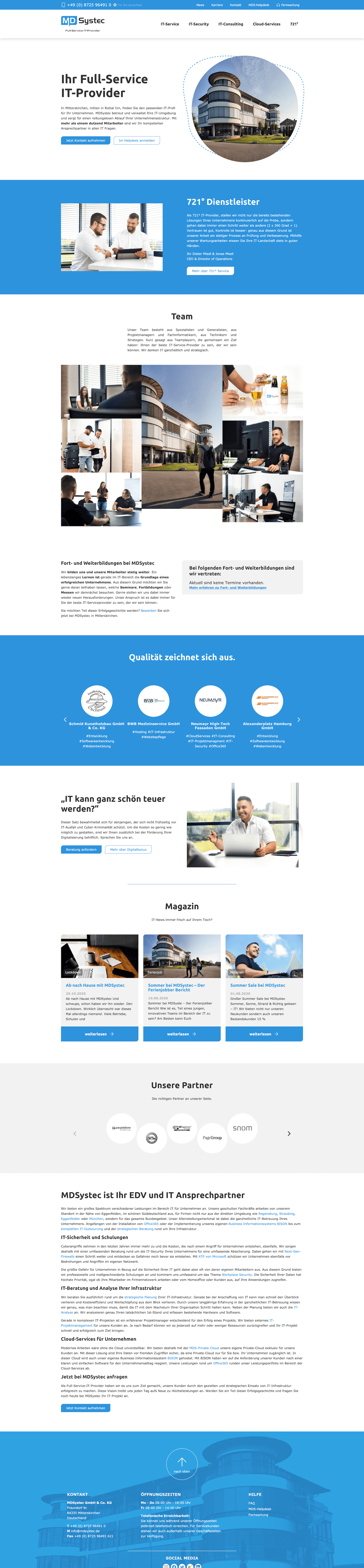 Desktop Ansicht der Website des IT-Providers MDSystec (Desktop)